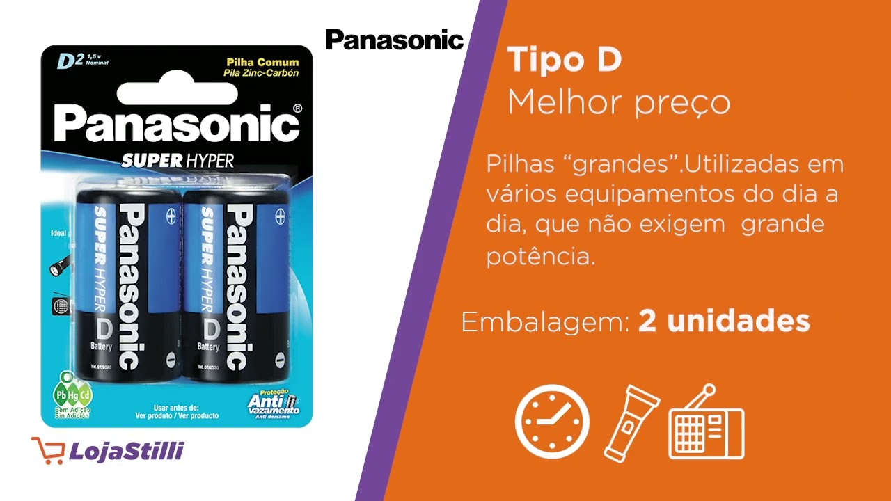 Pilha Zinco D Panasonic - Kit 20 Unidades LR20