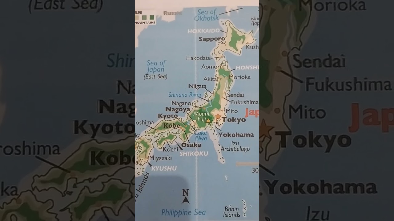 Map of Japan with important cities