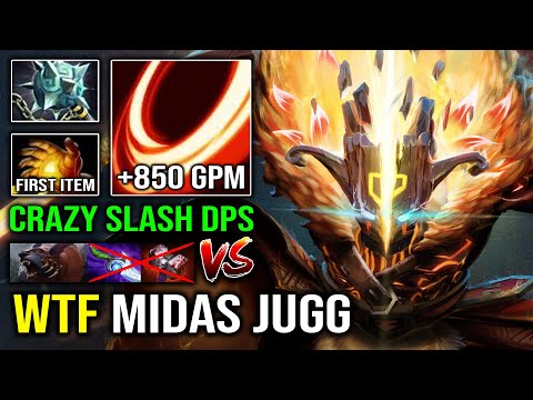 WTF 1st Item Midas Juggernaut +850 GPM Overpower Slash vs Hard Carry Ursa Dota 2
