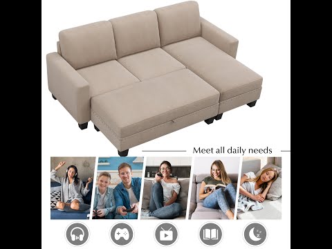 [Install Video] 81" Nailheaded Textured Fabric 3 Pieces Sofa Set