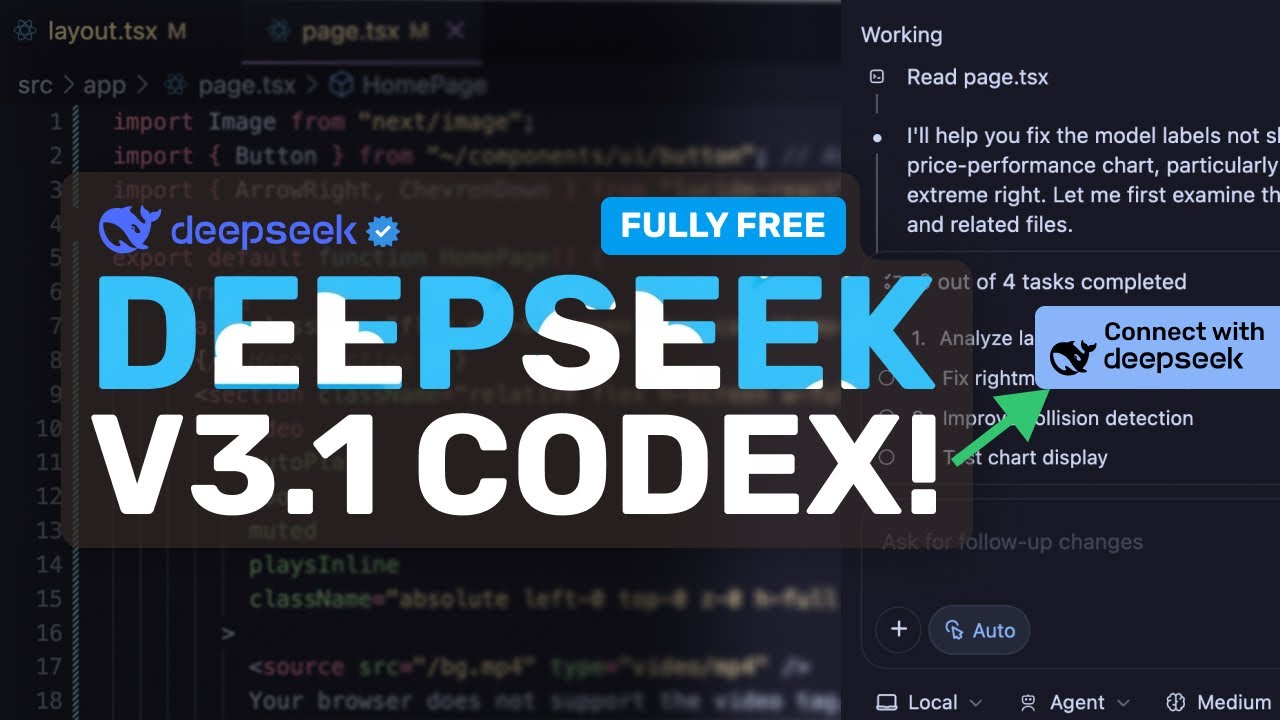 Deepseek V3.1 Codex:  Deepseek with Codex VS Code Extension IS AWESOME!