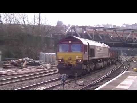 66074 on a steel train at Newport 11.2.2011.m4v