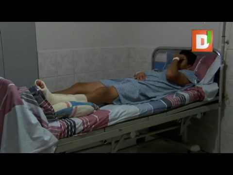 Jorge Lovera, en la clínica tras sufrir una fractura del peroné de su pierna izquierda