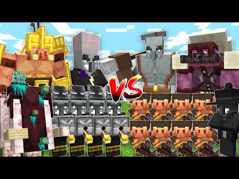 Insane Mob Battle: Piglin vs Illager - SquareEyes' Epic Minecraft Tournament!