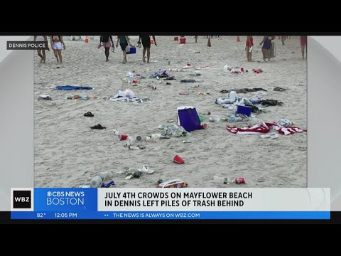 July 4th crowds on Dennis beach leave piles of trash behind