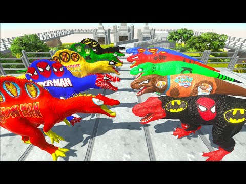 5 T-rex Superman Solo Speed Race Championship 5 Spinosaurus Batman Hunting Found Jurassic world Arbs
