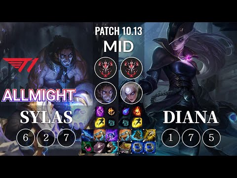T1 Allmight Sylas vs Diana Mid - KR Patch 10.13