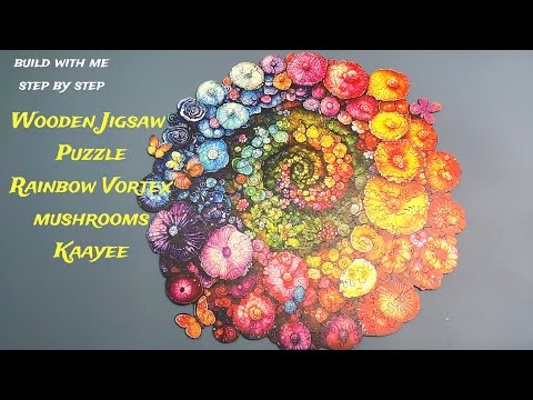 Kaayee Wooden Jigsaw Puzzle – Rainbow Vortex Mushrooms 🌈