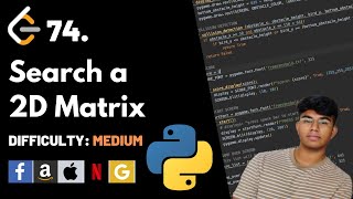 YouTube video 'Search a 2D Matrix | Leet code 74 | Theory explained + Python code'