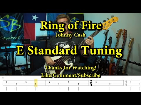 Ring of Fire - Johnny Cash (Bass Cover with Tabs)