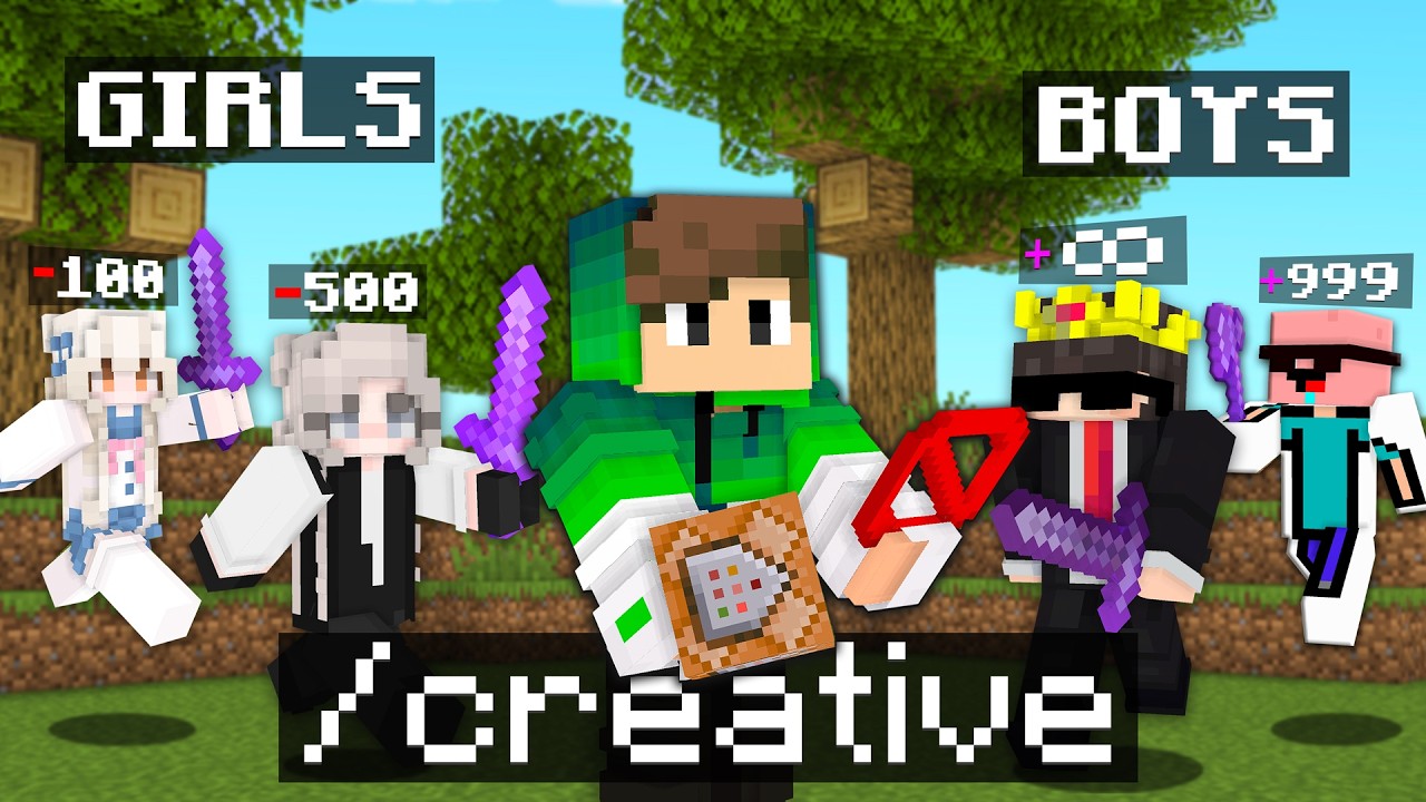 How I Got CREATIVE in 'Boys VS Girls' Minecraft Server!