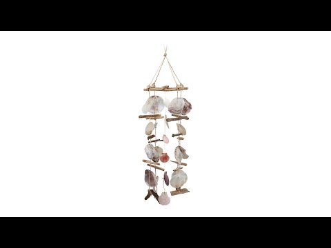 Carillon à coquillage bois flotté mobile Marron - Bois manufacturé - Fibres naturelles - Textile - 22 x 88 x 17 cm
