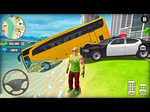 Bus, Police Car and Bike Driving in Open World Game - Android Gameplay #2