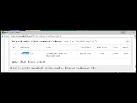 Bet victory correct score pick from 04.08.2018 bet365 proof