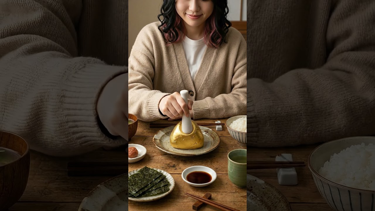 【4k】【ASMR】Golden Onigiri Crushing – Satisfying Shape Deformation