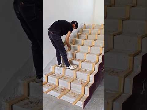 installing wood on building stairs #construction #shorts
