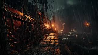 In roaring thunder and pouring rain, our pirate ship claims victory!