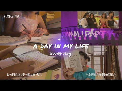Study vlog 🧡 | 5:30 am morning routine | a day balance of productivity and fun | diwali party