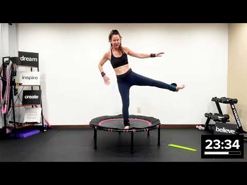 Fun Rebounding Workout | Intermediate Cardio + Sculpt on the Rebounder | Mini Trampoline