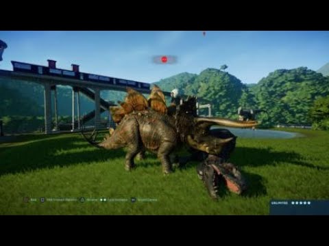 Jurassic World: Evolution: Alpha Male Stegoceratops Vs. Rudy The Indominus Rex.