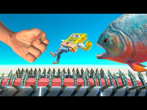 Parkourists vs Piranha Traps - Animal Revolt Battle Simulator