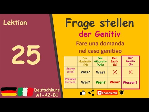 Lektion 25: Die Fragestellung im Genetiv -Fare una domanda usando wessen |Deutschkurs