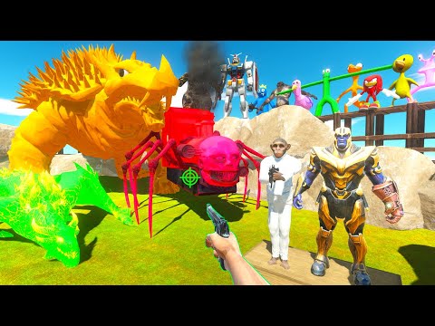 Parkour ZigZag Rescues Soldier Apes & Thanos Fights Creepy Monsters - Animal Revolt Battle Simulator