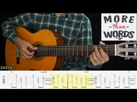 MORE THAN WORDS - EXTREME - Fingerstyle Guitar Tutorial TAB + Chord