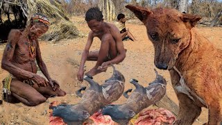Hadzabe tribe Hunting Survive Cooking meat