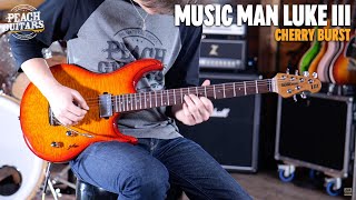 Video thumbnail for No Talking...Just Tones | Music Man Luke III HH Cherry Burst Quilt Figured Roasted Neck by Peach Guitars