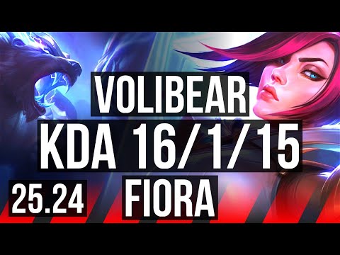 VOLIBEAR vs FIORA (TOP) | Good KDA: 16/1/15, 58K damage | KR Diamond | 25.24