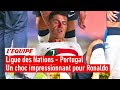 Ronaldo avec le nez en sang : les images de son choc impressionnant avec le gardien tchèque