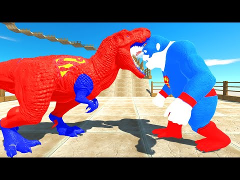 SUPERMAN GORO vs SUPERMAN T-REX DEATH RUN - Animal Revolt Battle Simulator