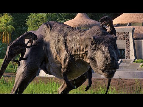 PRIME REXY VS JURASSIC PARK VELOCIRAPTORS - Jurassic World Evolution 2