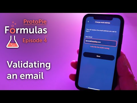 ProtoPie Formula 4 trailer - validating an email using formulas