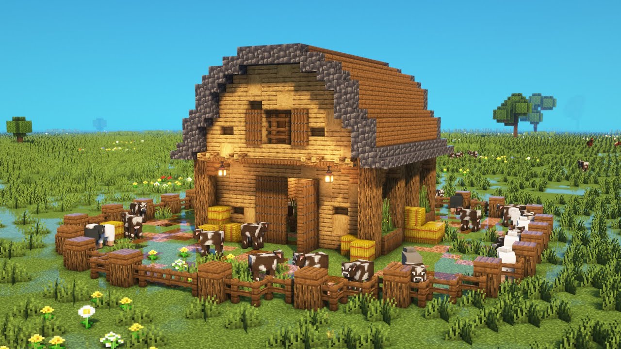 How to Build a Cute Animal Barn in Minecraft Tutorial 1.21 - Minecraft ...