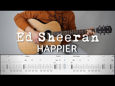 ED SHEERAN - HAPPIER | Guitar Cover Tutorial (FREE TAB)