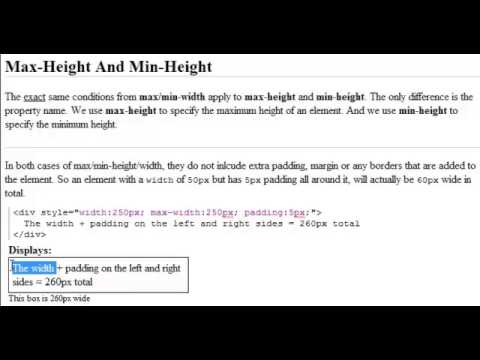 Advanced CSS Tutorial | Max and Min Heights and Widths
