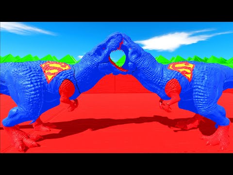 x3 SUPERMAN T-REX DEATH RUN - Animal Revolt Battle Simulator