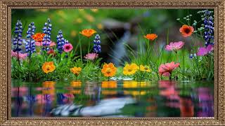 Quadro - Jardim de agua e flores
