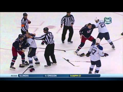 Matt Calvert vs Ian Cole fight St. Louis Blues vs Columbus Blue Jackets 12/14/13 NHL Hockey.