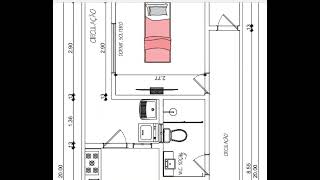 PLANTA BAIXA CASA 5X20 COM 02 QUARTOS E 2 BANHEIROS