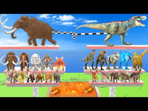 All Mammals of Arbs Vs All Dinosaurs King Battle in Tug of war - Animal Revolt Battle Simulator