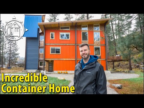 He built a 3-story container home out of 5 X 40ft containers