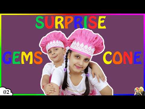 GEMS SURPRISE CONE - जेम्स का चॉकलेट कोन Kids Cooking Without Fire Craft - Aayu and Pihu Show