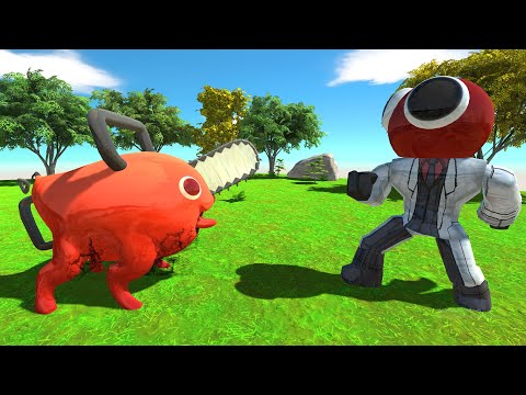 Pochita vs Rainbow Friends Red - Animal Revolt Battle Simulator