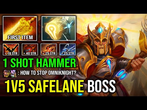 NEW 1v5 Safelane Right Click 1 Shot Pure Hammer Raid Boss Radiance Burn DPS Omniknight Dota 2