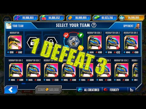 A VIP BATTLE OF INDORAPTOR GEN 1 GEN 2 | JURASSIC WORLD THE GAME