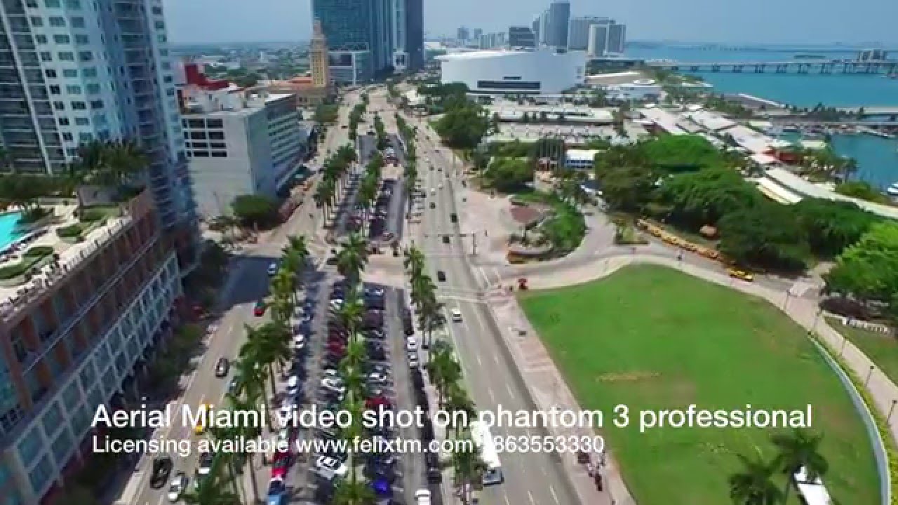 Aerial video of Downtown Miami FL