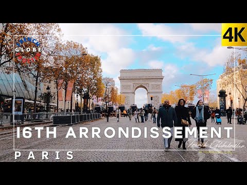 PARIS 16th ARRONDISSEMENT 🇫🇷Champs Elysées - Avenue Foch 4K Wealthy Street Walking tour
